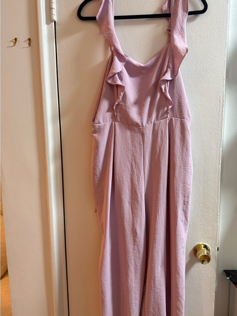 BCBGeneration Mauve Ruffle-Trim Jumpsuit